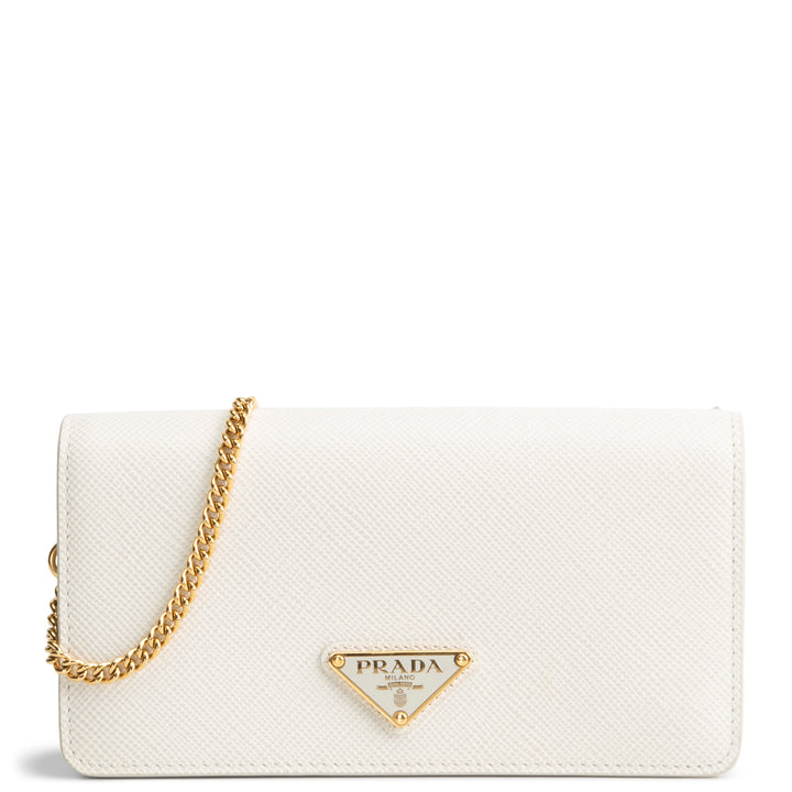 PRADA Saffiano Wallet on Chain - Ivory