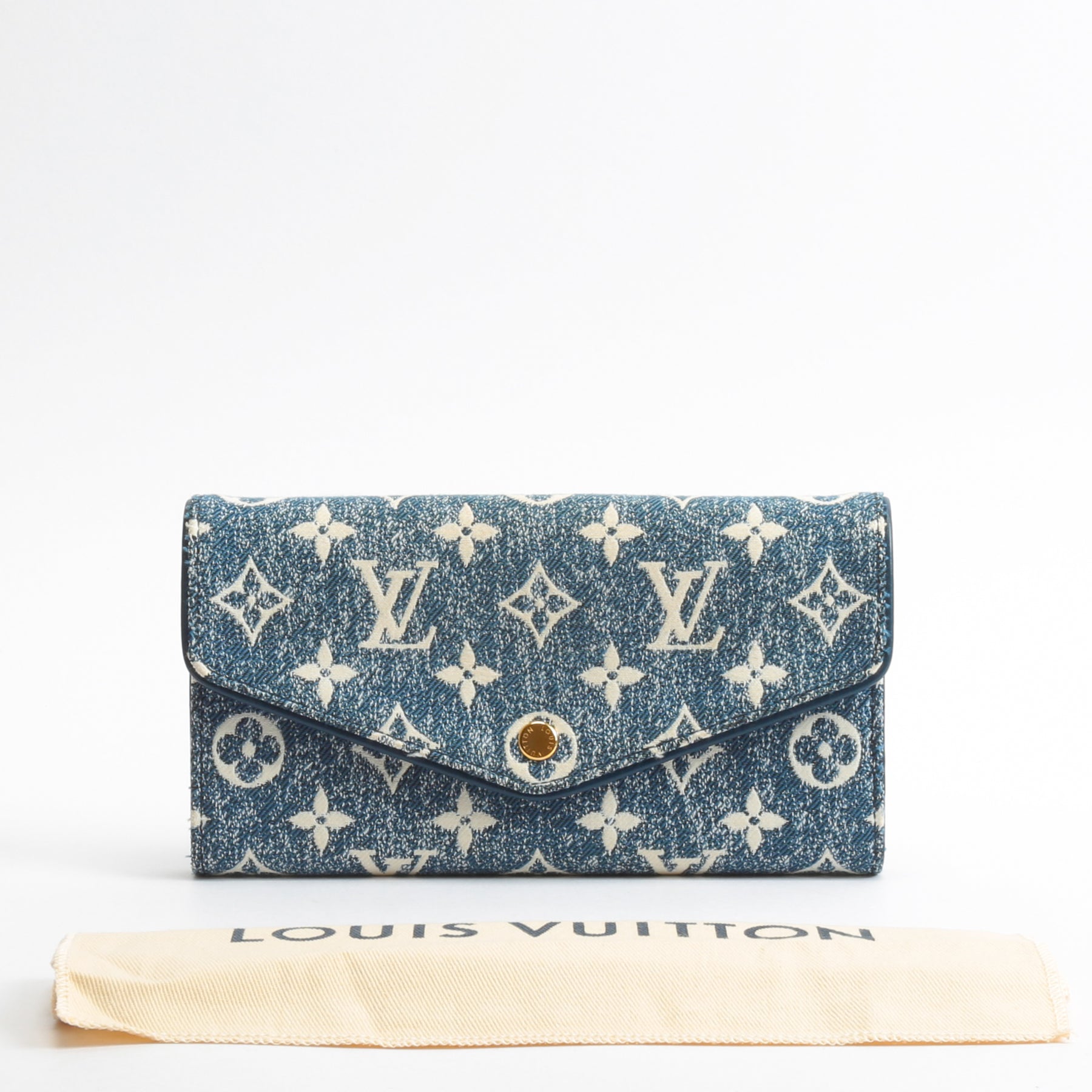 Louis Vuitton Sarah Wallet Denim Jacquard Navy Blue in Denim/Calfskin  Leather with Gold-tone - US