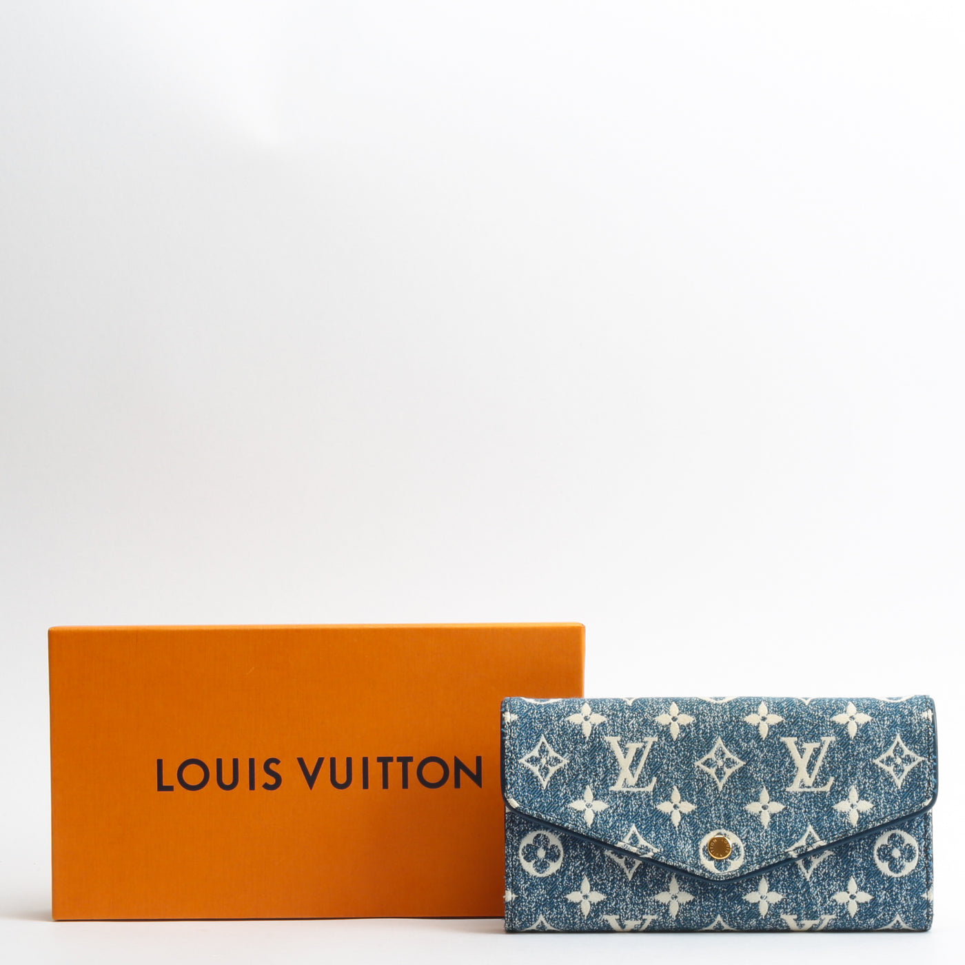 Blue Louis Vuitton Monogram Empreinte Sarah Wallet