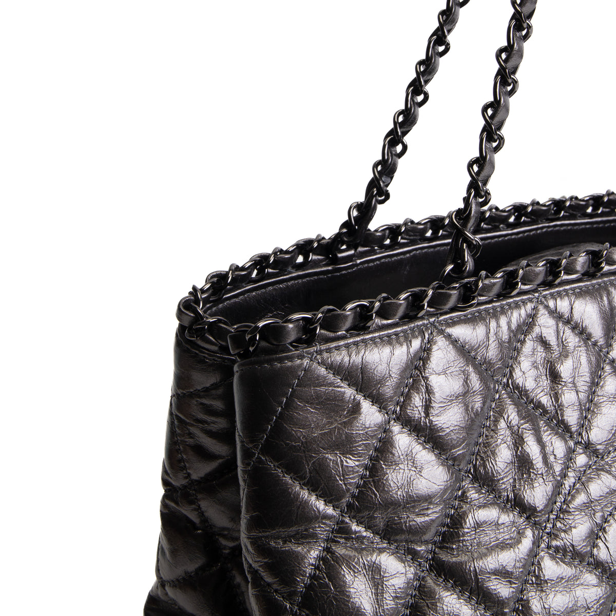 CHANEL Chain Me Tote - Dark Grey Quilted