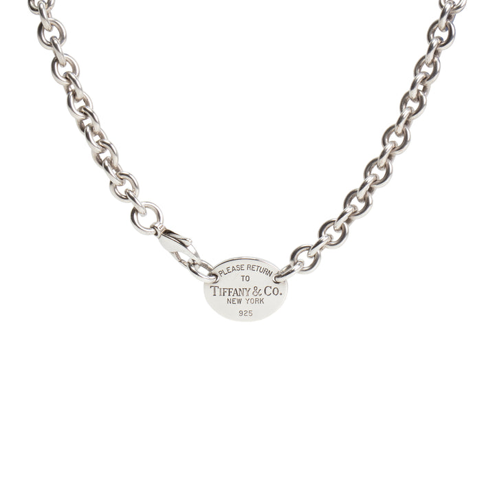 TIFFANY & Co. Oval Tag Choker Chain Necklace