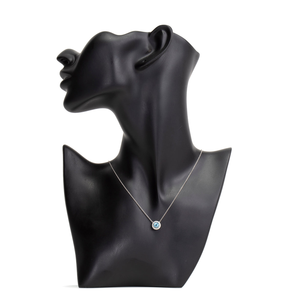 TIFFANY &amp; CO. Platinum Aquamarine &amp; Diamond Pendant Necklace