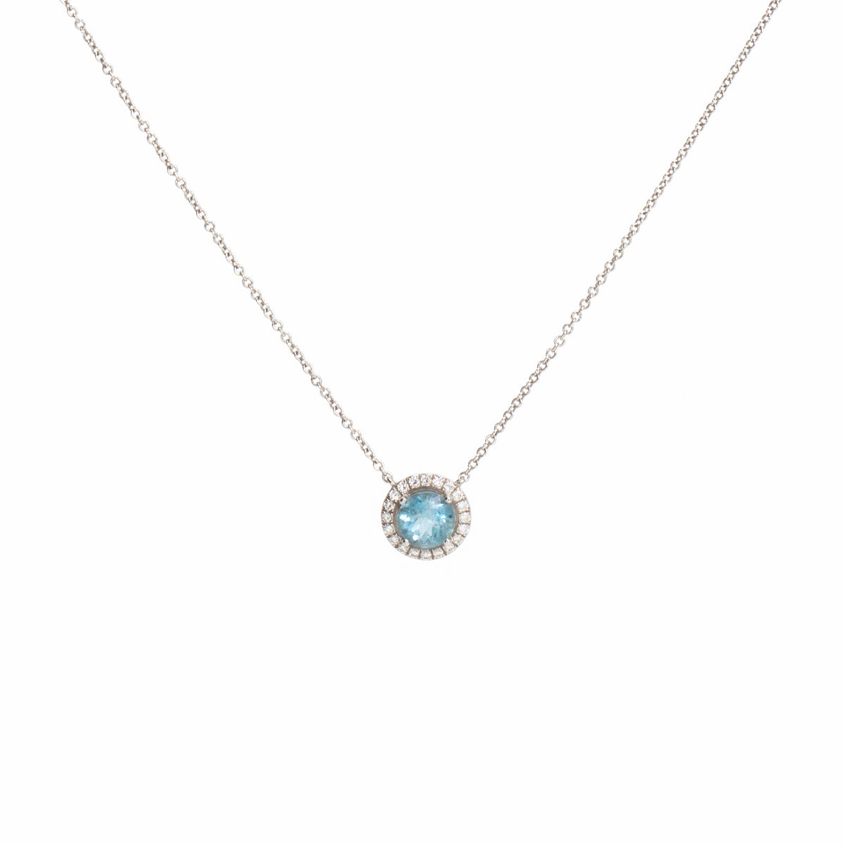 TIFFANY &amp; CO. Platinum Aquamarine &amp; Diamond Pendant Necklace