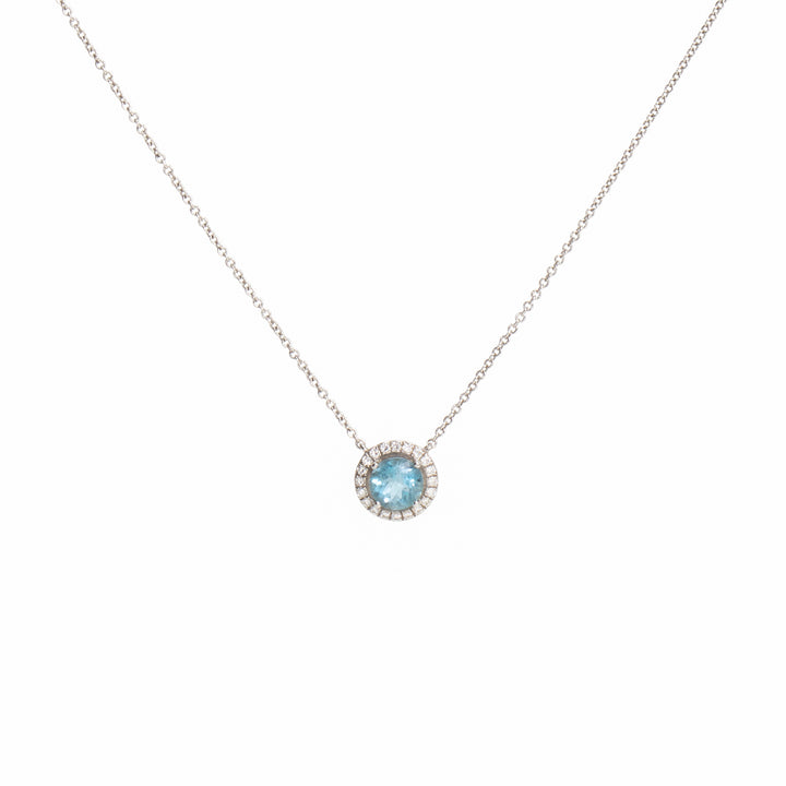 TIFFANY & CO. Platinum Aquamarine & Diamond Pendant Necklace