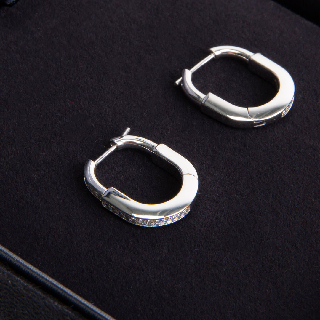TIFFANY & CO. Small Diamond Lock Earrings