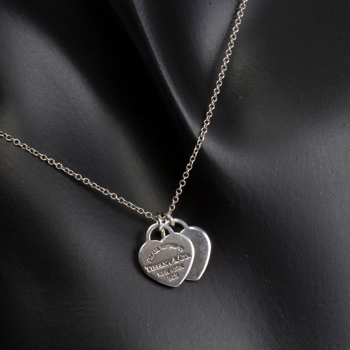 TIFFANY & CO. Mini Double Heart Tag Necklace