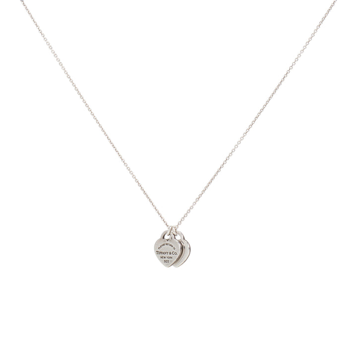TIFFANY & CO. Mini Double Heart Tag Necklace