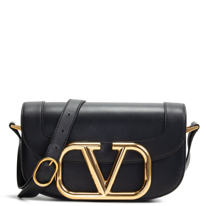 VALENTINO V Logo Flap Shoulder Bag - Black