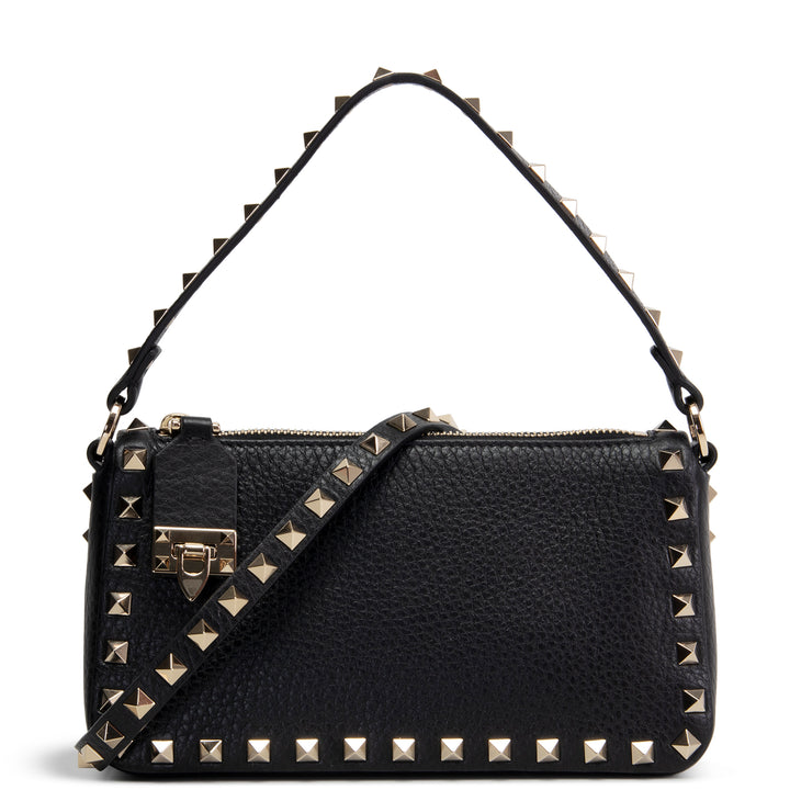 VALENTINO Rockstud Top Handle Pochette w/ Strap - Black