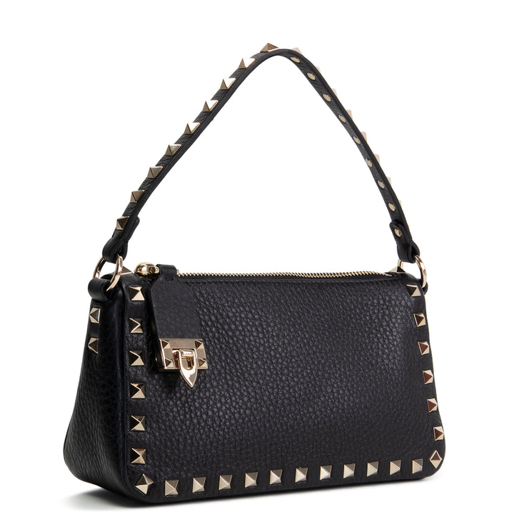 VALENTINO Rockstud Top Handle Pochette w/ Strap - Black