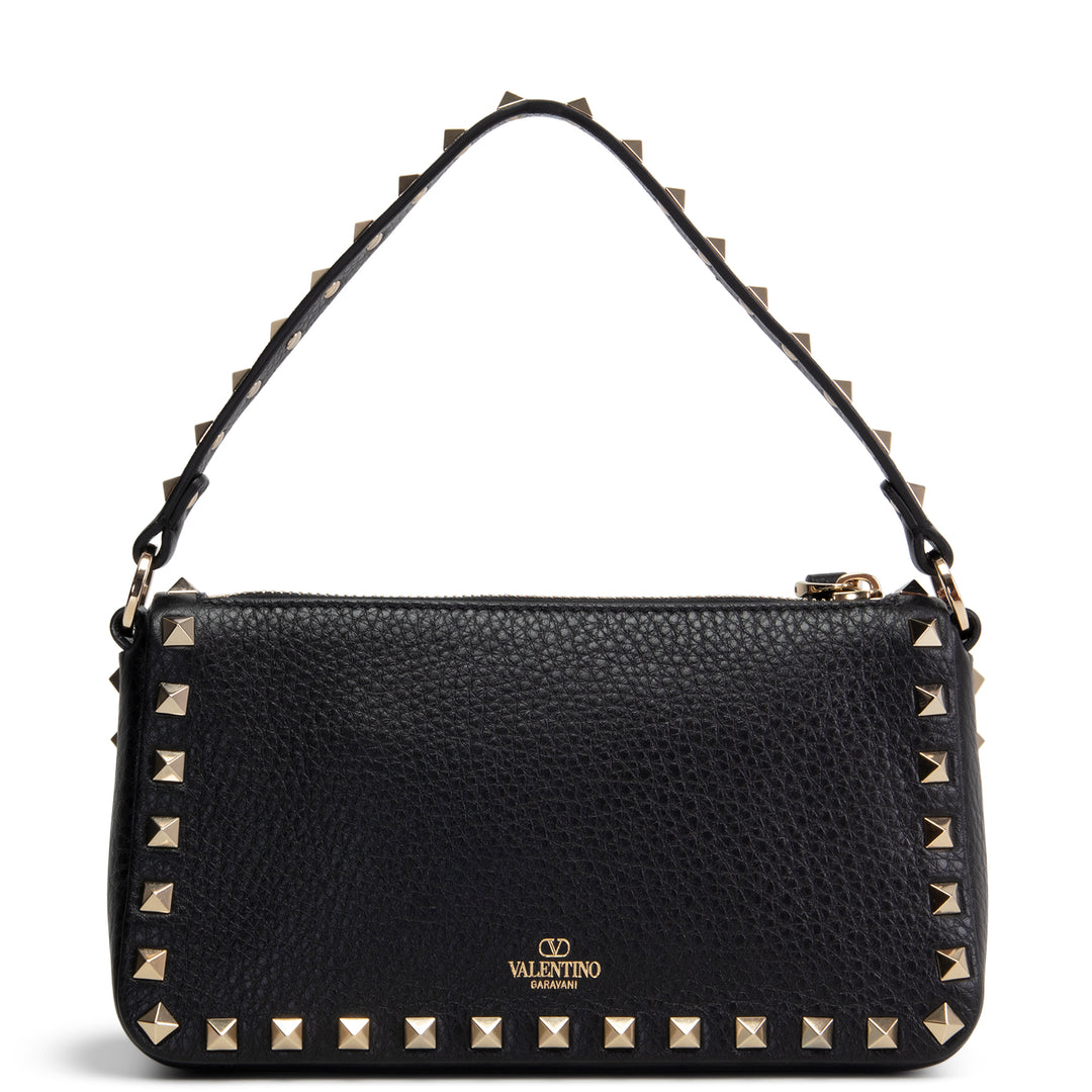 VALENTINO Rockstud Top Handle Pochette w/ Strap - Black