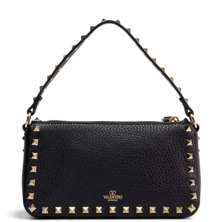 VALENTINO Rockstud Top Handle Pochette w/ Strap - Black