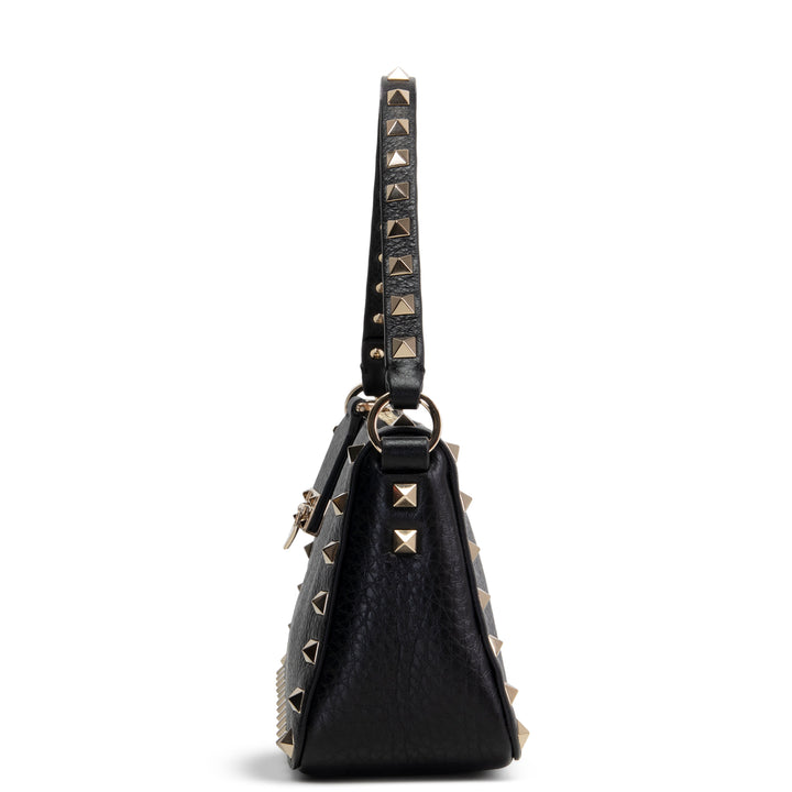 VALENTINO Rockstud Top Handle Pochette w/ Strap - Black