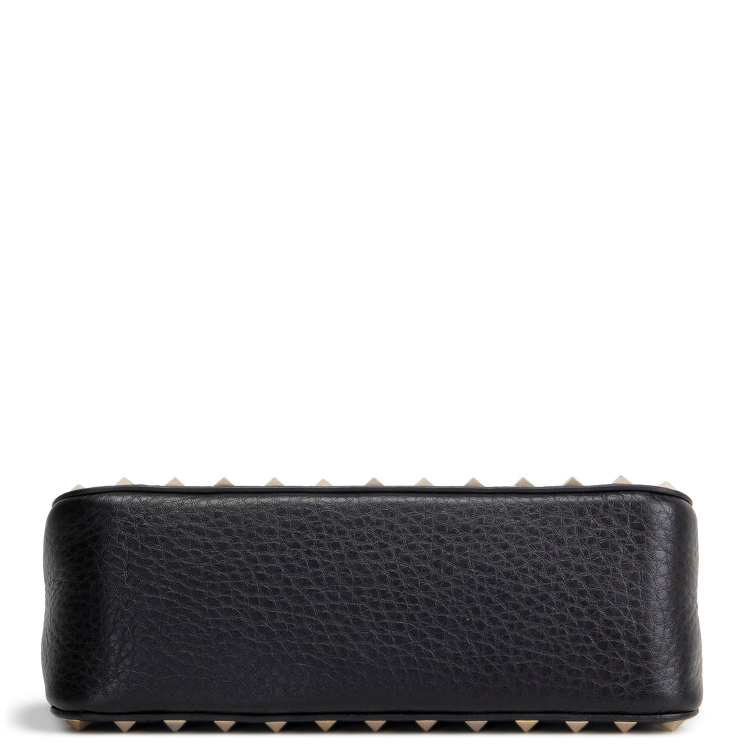 VALENTINO Rockstud Top Handle Pochette w/ Strap - Black