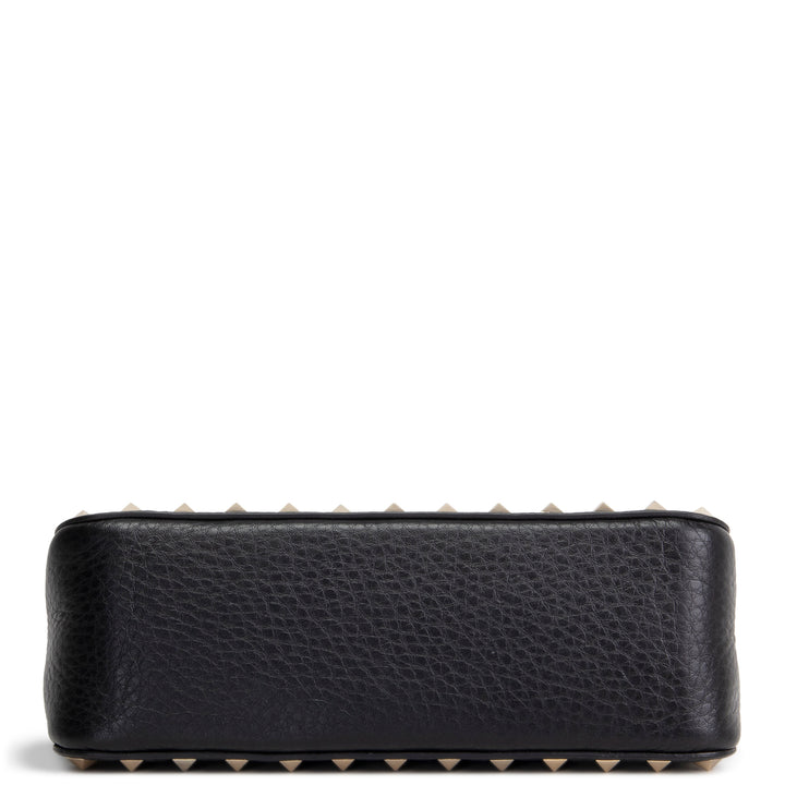 VALENTINO Rockstud Top Handle Pochette w/ Strap - Black
