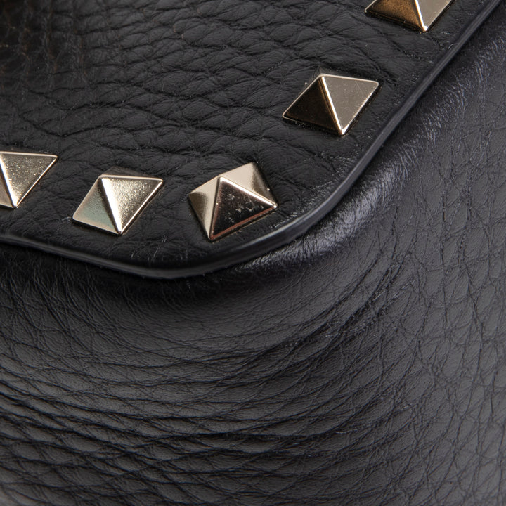 VALENTINO Rockstud Top Handle Pochette w/ Strap - Black