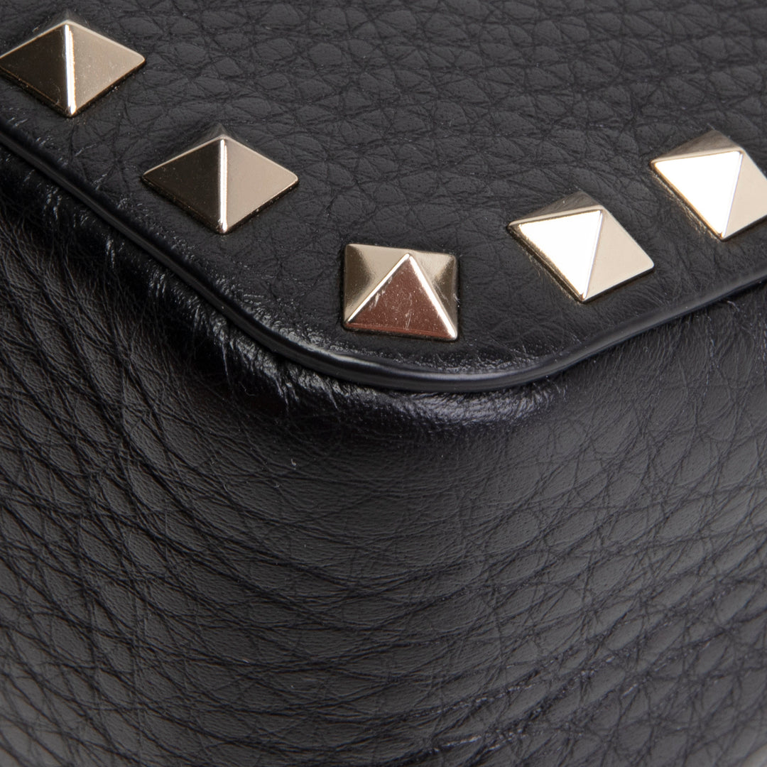 VALENTINO Rockstud Top Handle Pochette w/ Strap - Black