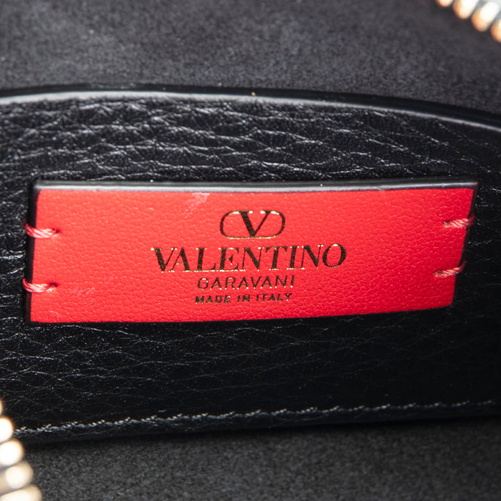 VALENTINO Rockstud Top Handle Pochette w/ Strap - Black
