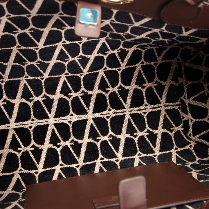 VALENTINO V Logo Iconographe Satchel - Brown