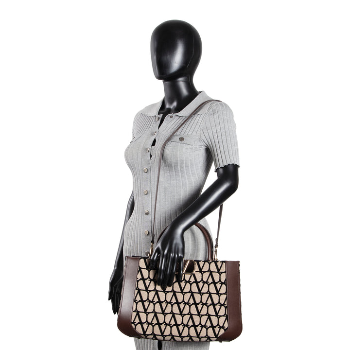 VALENTINO V Logo Iconographe Satchel - Brown