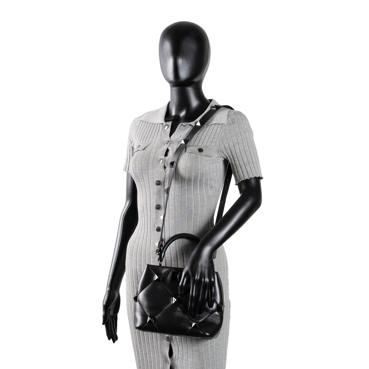 VALENTINO Roman Stud Top Handle - Black
