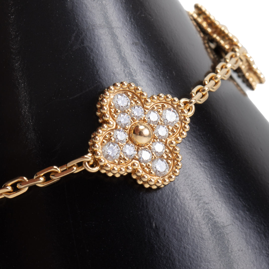 Van Cleef & Arpels Vintage Alhambra 5 Motif Diamond Bracelet