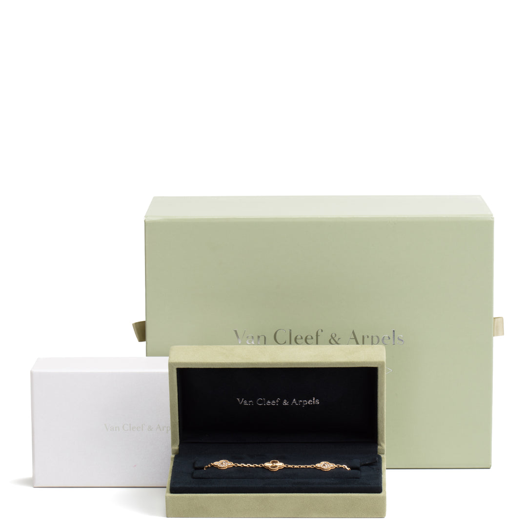 Van Cleef & Arpels Vintage Alhambra 5 Motif Diamond Bracelet