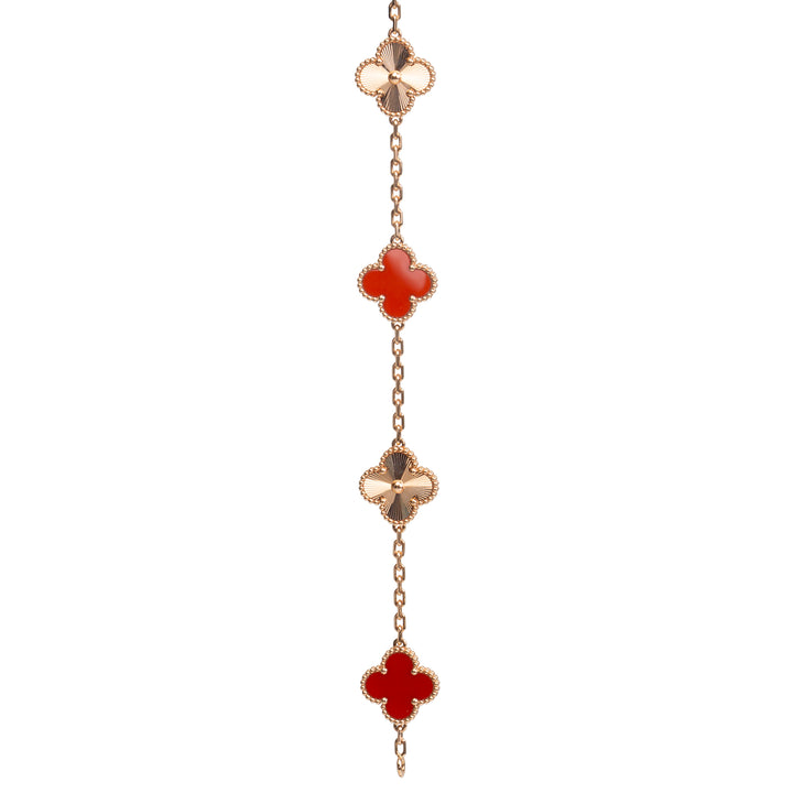 VAN CLEEF & ARPELS 5 Motif Alhambra Carnelian & Gold Bracelet