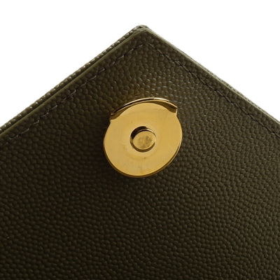SAINT LAURENT Medium Envelope Triquilt Flap Bag - Khaki
