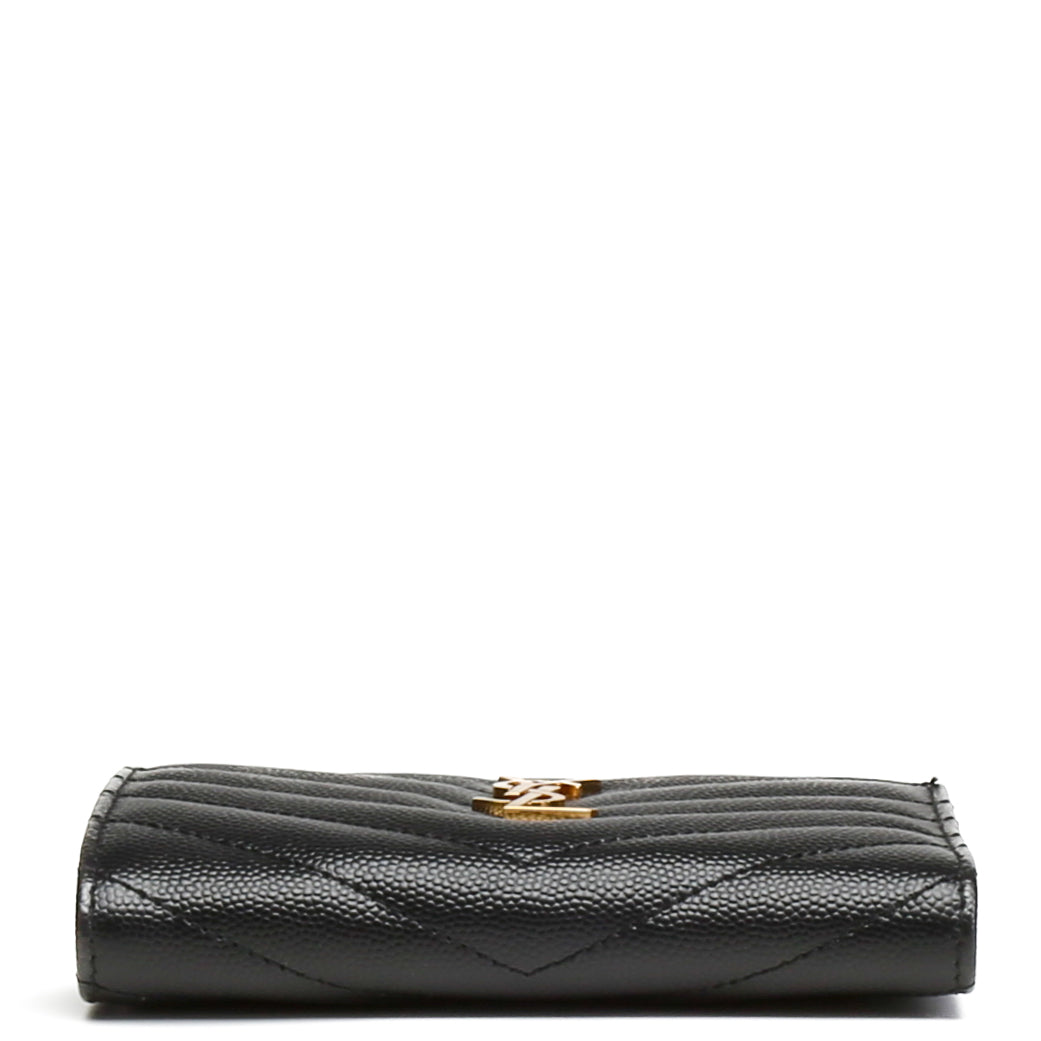 SAINT LAURENT Cassandre Matelasse Fragments Zipped Bifold Wallet - Black