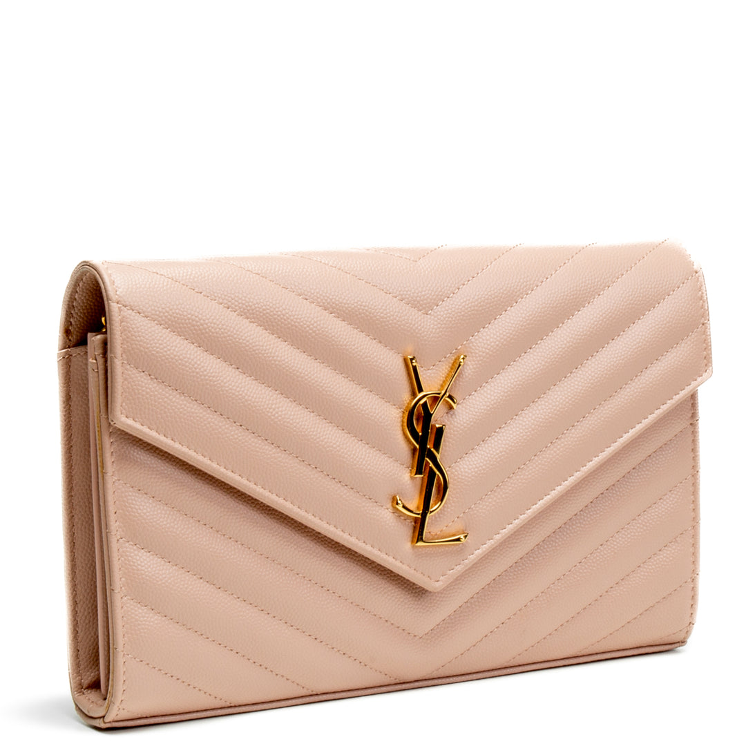 SAINT LAURENT Monogram Large Wallet On Chain - Blush Pink