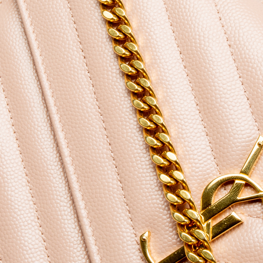 SAINT LAURENT Monogram Large Wallet On Chain - Blush Pink