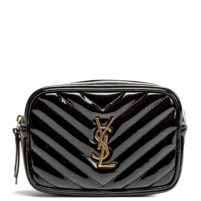 SAINT LAURENT Patent Leather Lou Belt Bag- Black