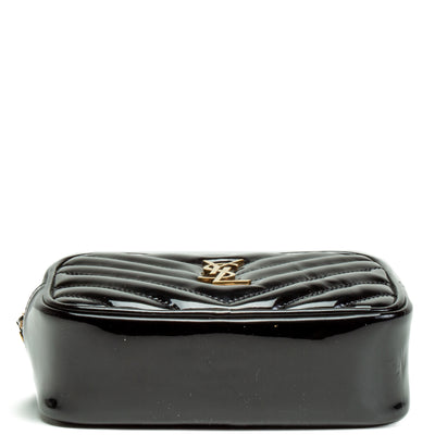 SAINT LAURENT Patent Leather Lou Belt Bag- Black