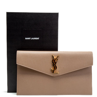 SAINT LAURENT Uptown Medium Pouch- Taupe