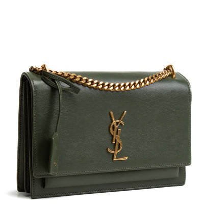 SAINT LAURENT Medium Sunset Bag - Olive Green