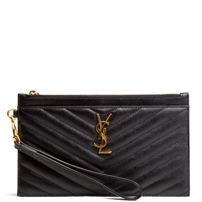 SAINT LAURENT Cassandre Matelasse Large Wristlet - Black