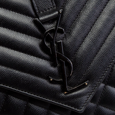 SAINT LAURENT Large Envelope Triquilt Shoulder Bag - Black OUTLET FINAL SALE