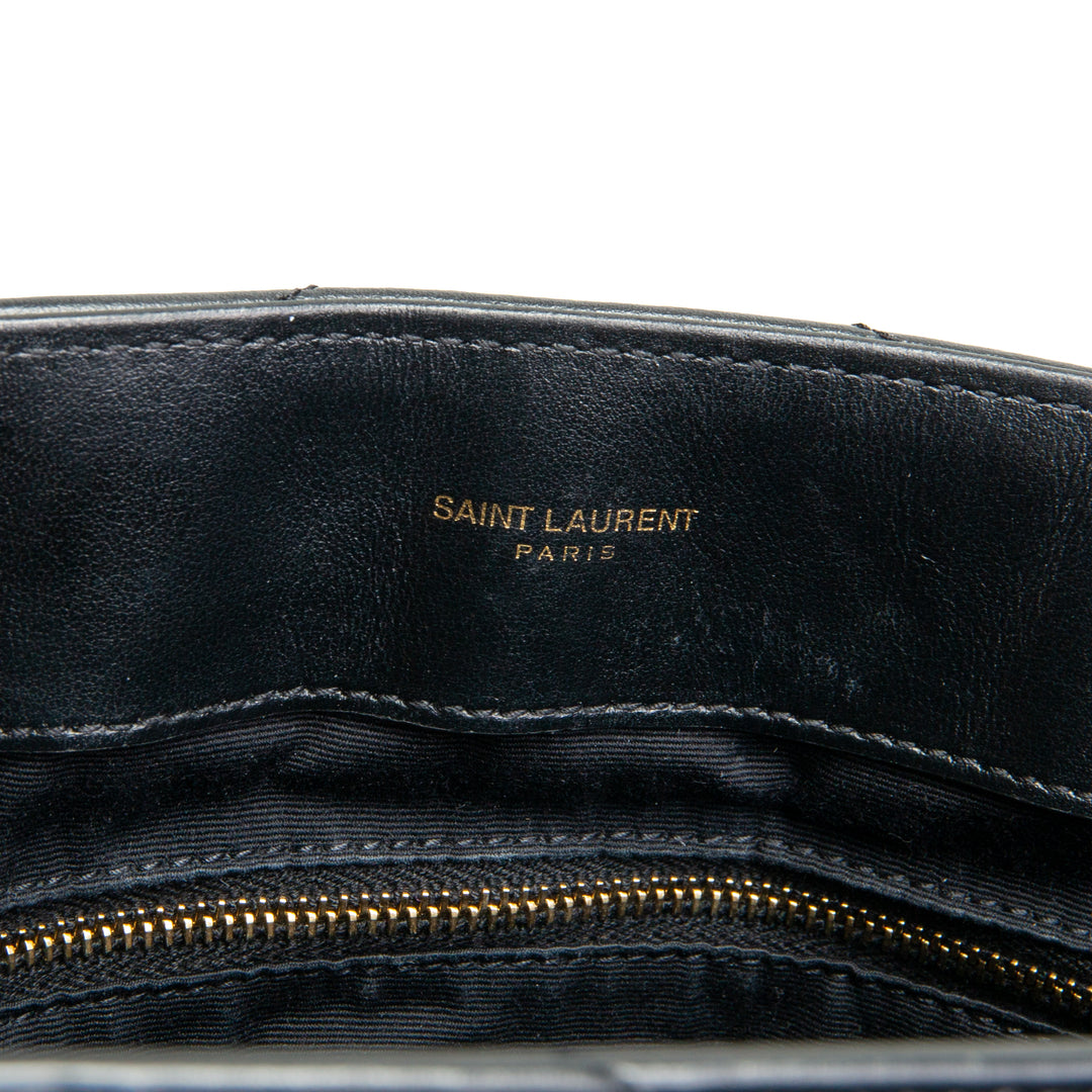 SAINT LAURENT Leather LouLou Large Shoulder Bag -Black OUTLET FINAL SALE