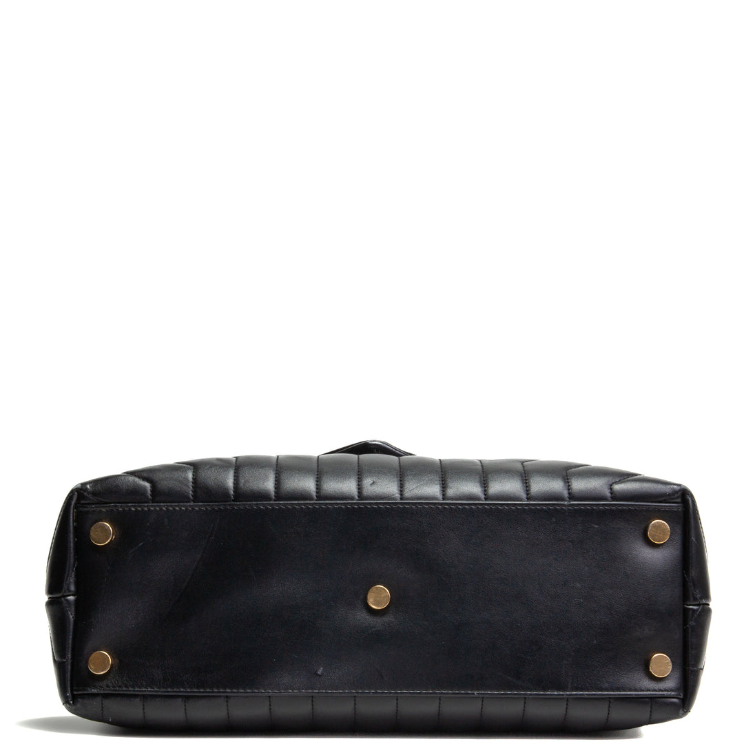 SAINT LAURENT Leather LouLou Large Shoulder Bag -Black OUTLET FINAL SALE