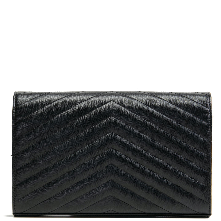 SAINT LAURENT Cassandre Chain Wallet - Black