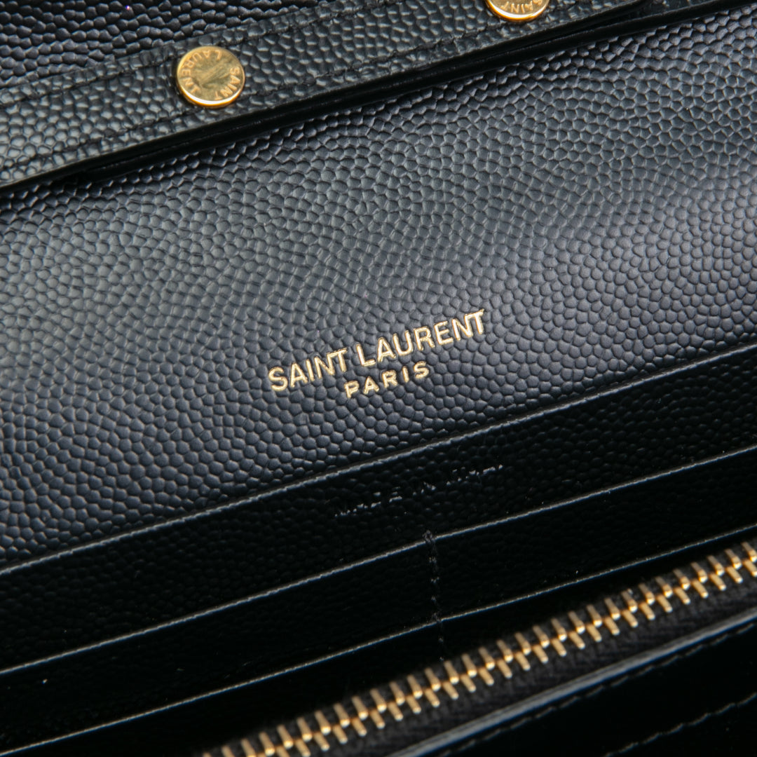 SAINT LAURENT Cassandre Chain Wallet - Black