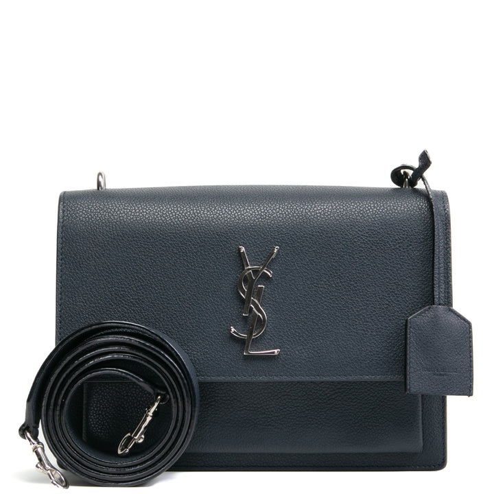 SAINT LAURENT Medium Sunset Satchel - Deep Marine (Navy)