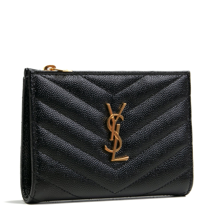 SAINT LAURENT Cassandra Bifold Compact Wallet - Black