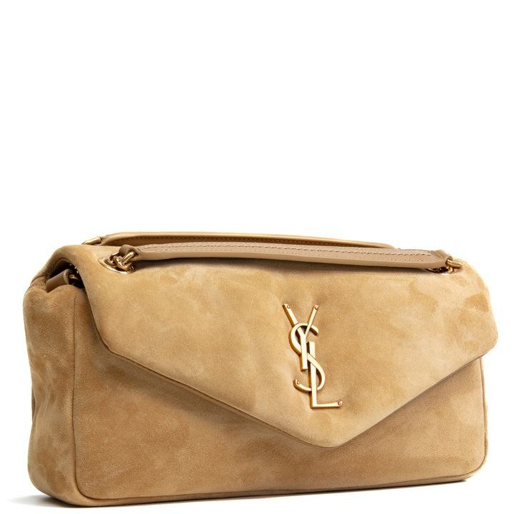 SAINT LAURENT Suede Calypso Shoulder Bag - Fallow