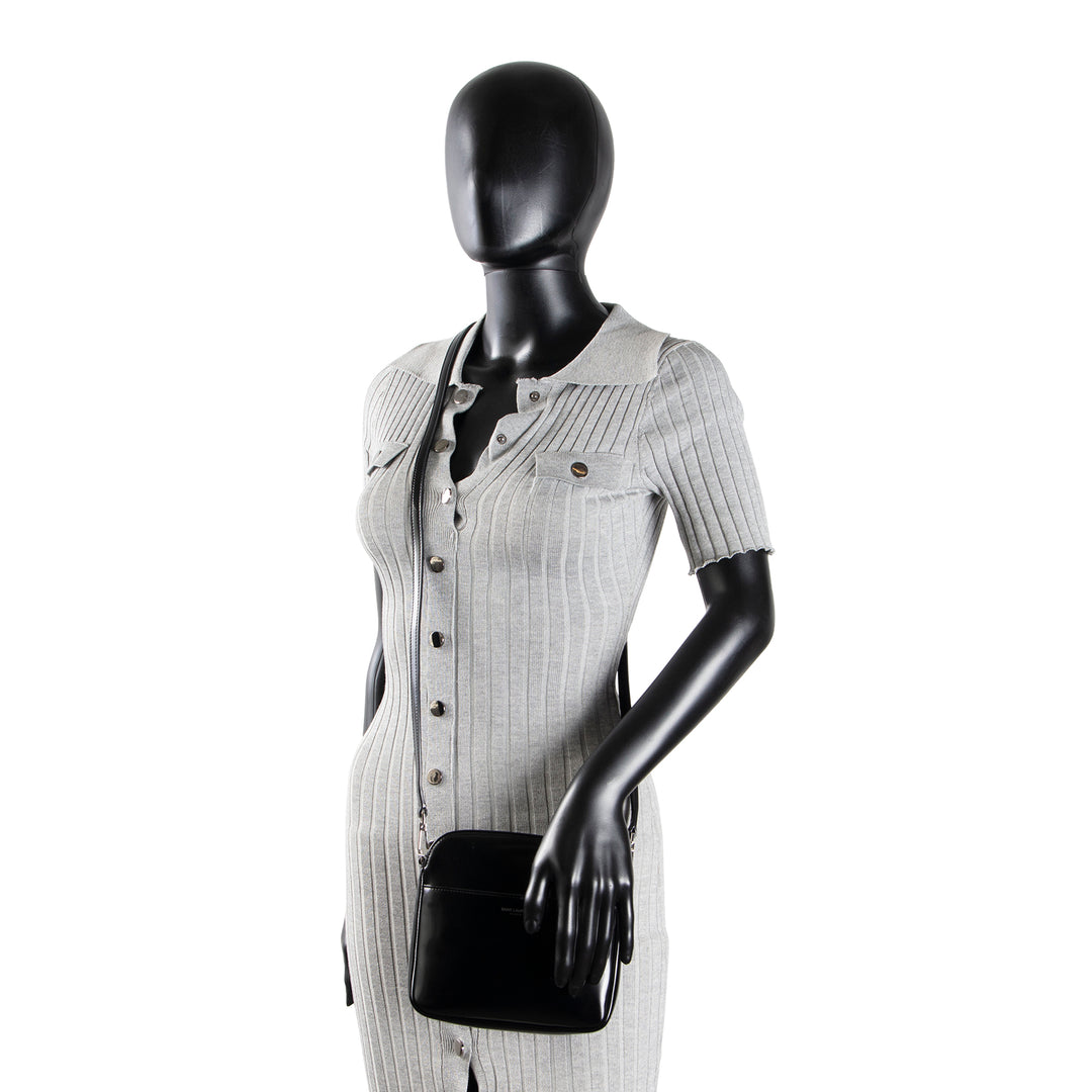 SAINT LAURENT Brushed Calfskin Mini Camera Bag - Black