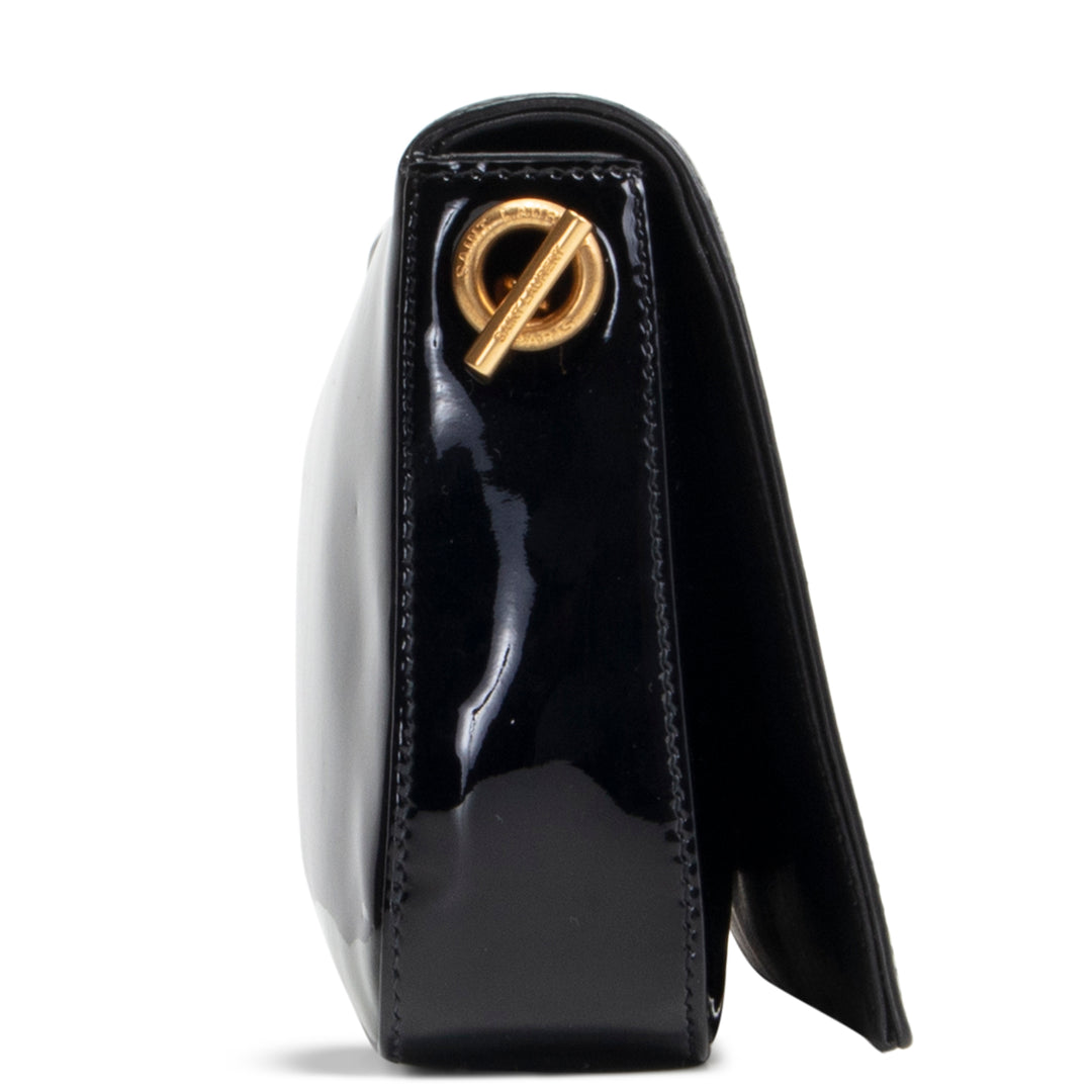 SAINT LAURENT Kate Patent Shoulder Bag - Black OUTLET FINAL SALE