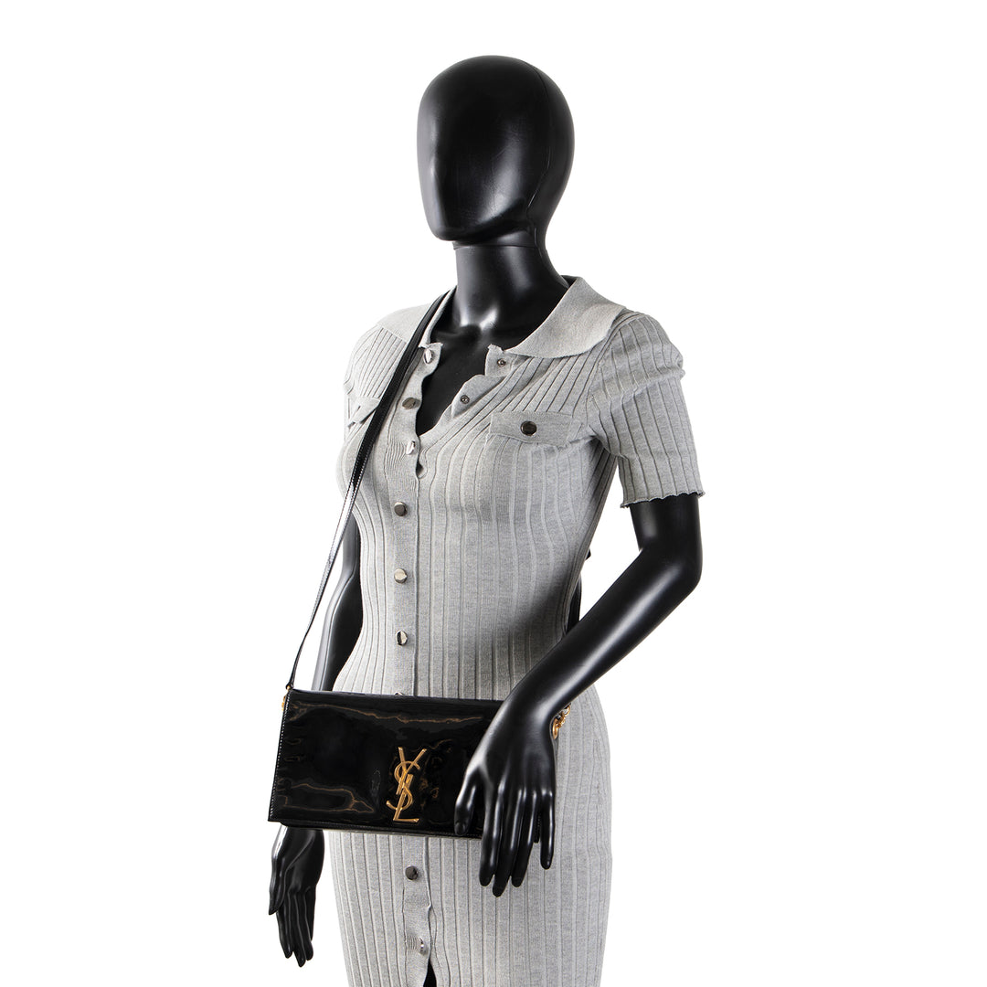 SAINT LAURENT Kate Patent Shoulder Bag - Black OUTLET FINAL SALE