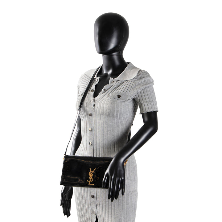 SAINT LAURENT Kate Patent Shoulder Bag - Black OUTLET FINAL SALE