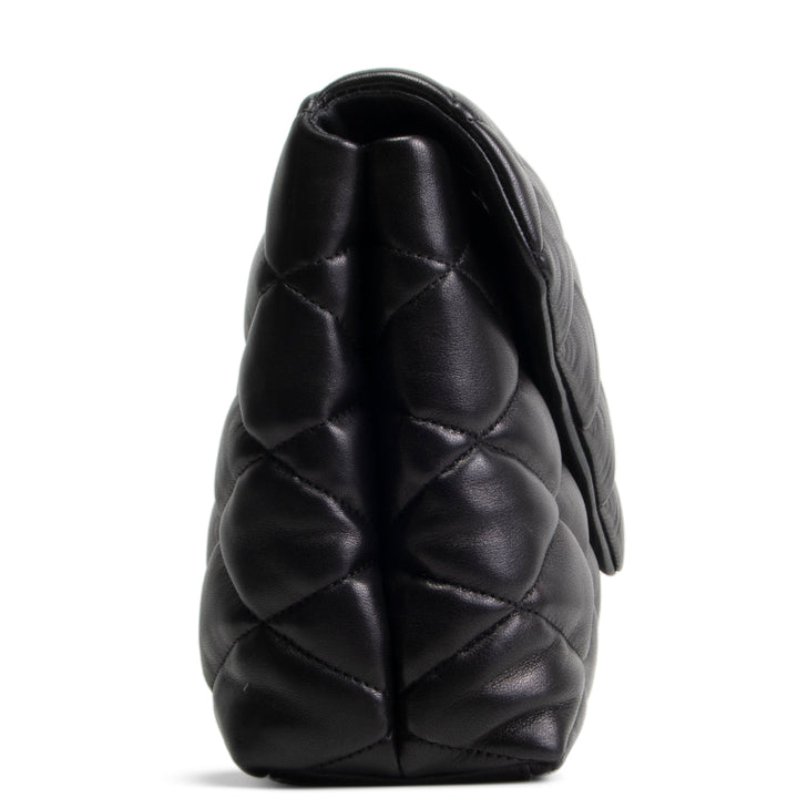 SAINT LAURENT Large Lambskin Quilted Sade Envelope Clutch - Black